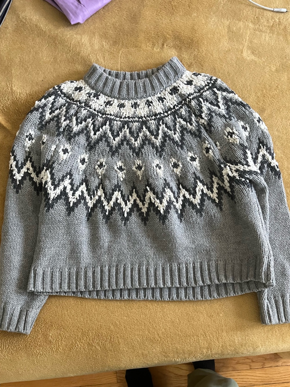 moon & madison Grey Fair Isle Crewneck Sweater